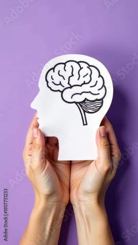 Wallpaper Mural A person holds a piece of paper with a drawing of a brain, illustration concept Torontodigital.ca