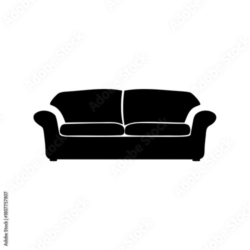 Comfortable two-seater sofa graphic silhouette icon vector Vector, illustration