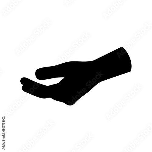 Open hand silhouette icon representing offering and receiving Vector, illustration