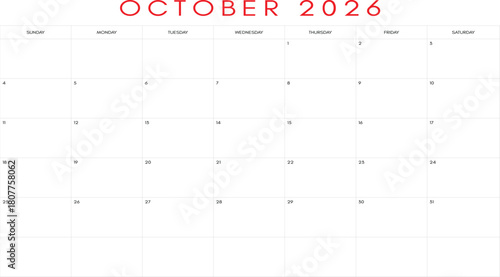 Clean october 2026 calendar grid, October 2026 Calendar Template - Halloween & Fall Events
