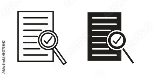 Document verification icon on white background. Stock vector icon