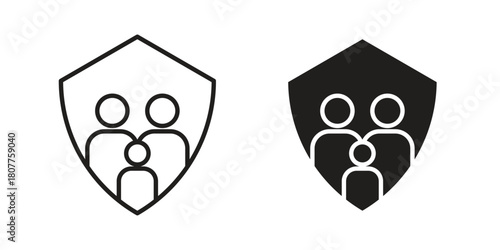 Family insurance icon on white background. Stock vector icon