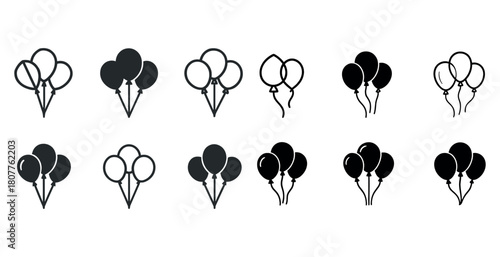 Various black and white balloon icon designs