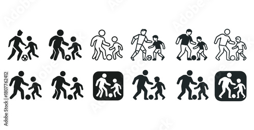 Soccer pictograms featuring families playing together