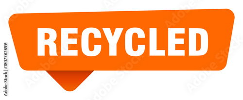 recycled sticker. recycled orange sign isolated on transpatent background