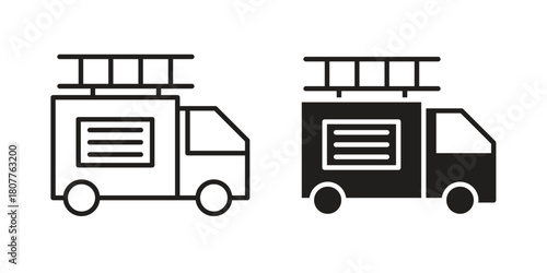 Fire truck icon on white background. Stock vector icon