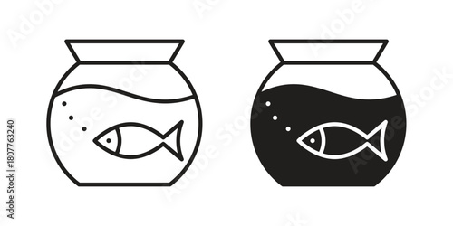Fish bowl icon on white background. Stock vector icon
