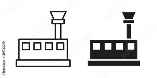 Flight Control tower icon on white background. Stock vector icon
