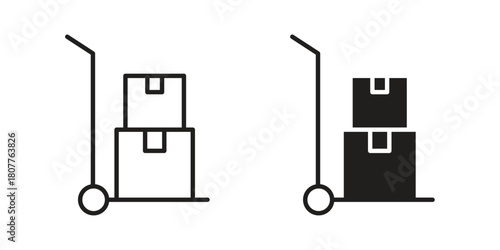 Hand truck icon on white background. Stock vector icon