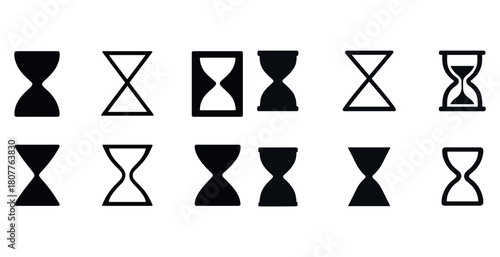 Variety of hourglass icons in different styles and designs