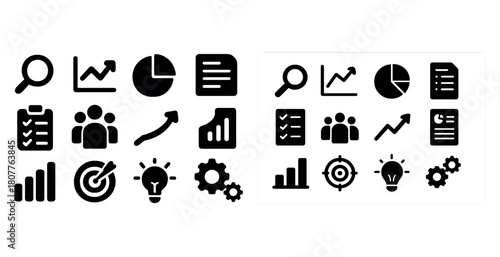 Collection of business and analytics icons for data visualization