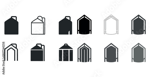 Minimalistic milk carton icons collection in various styles