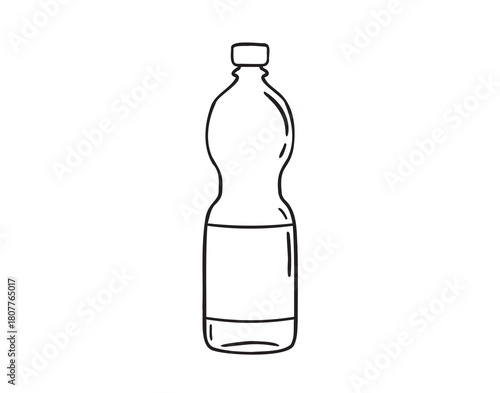 plastic bottle of water doodle hand drawn icon. Outline drawing plastic bottle of water line clipart symbol