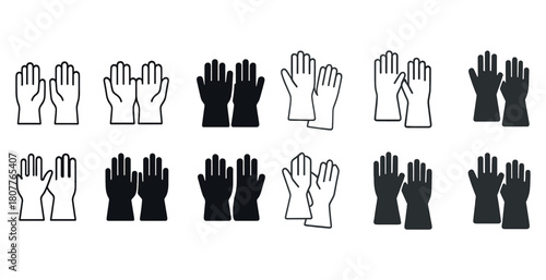Diverse hand icon set featuring raised and clapping gesture variations