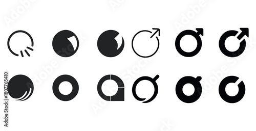 Abstract icon set: circular designs and geometric symbols