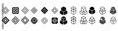 Geometric patterns: square and hexagonal designs in black and white