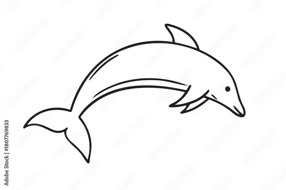 Naklejka premium dolphin doodle hand drawn icon set. Outline drawing dolphin line clipart symbol collection