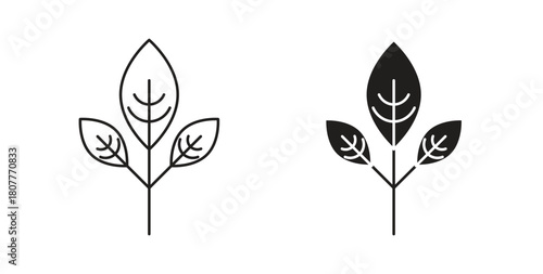 Leaf icons set. Simple line vector illustration