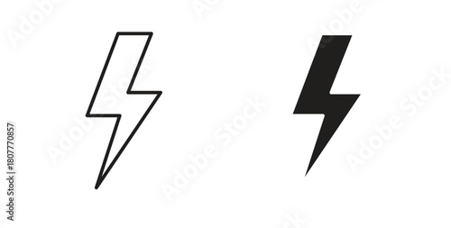 Lightning icons set. Simple line vector illustration