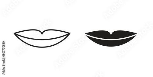 Lips icons set. Simple line vector illustration