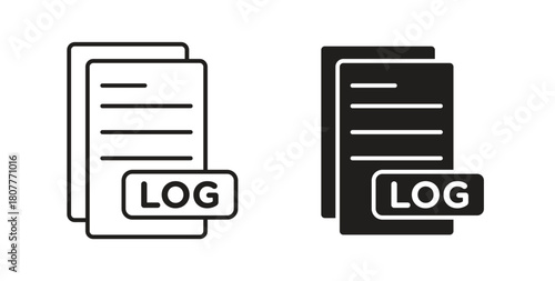 log file icons set. Simple line vector illustration