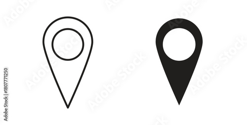 Map marker icons set. Simple line vector illustration