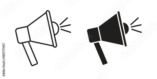 Megaphone icons set. Simple line vector illustration