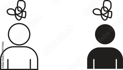 Mental disorder icons set. Simple line vector illustration