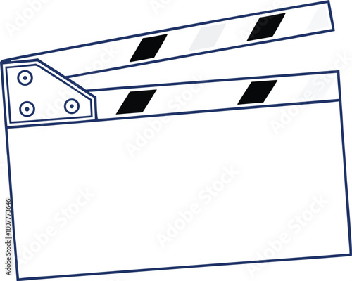 Minimal Movie Clapperboard Icon Outline – Blank Film Slate Vector for Cinema Production, Video Editing, Media Projects, and Creative Studio Design Templates