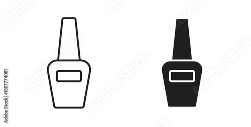 Nail polish icons set. Simple line vector illustration