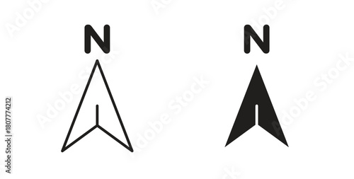 North icons set. Simple line vector illustration