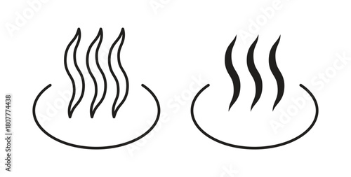 Onsen icons set. Simple line vector illustration