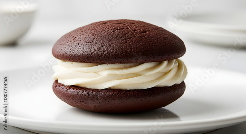 Delicious chocolate whoopie pie with creamy filling, perfect for a sweet treat craving