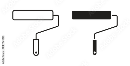 Paint roller icons set. Simple line vector illustration