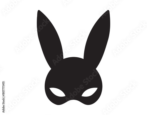 Masquerade mask of a black hare. The rabbit mask is part of an erotic outfit for cards, posters, decor or print for t shirts