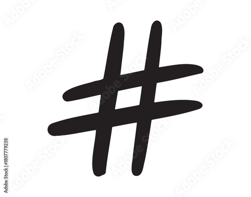 Hashtag icon doodle hand drawn. Hashtag drawing line clipart symbol