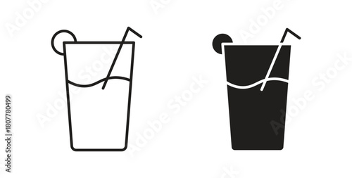Drink icon with line and silhouette versions.