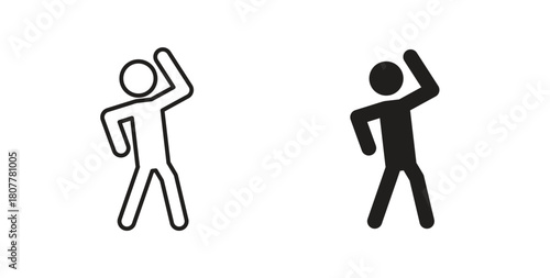 Fitness exercise icon with line and silhouette versions.