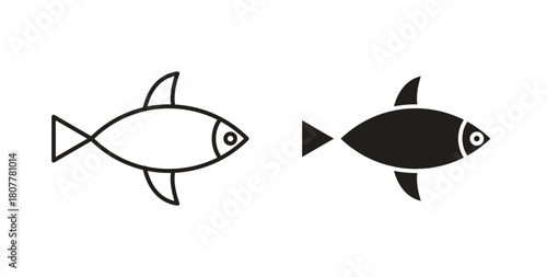Fish icon with line and silhouette versions.