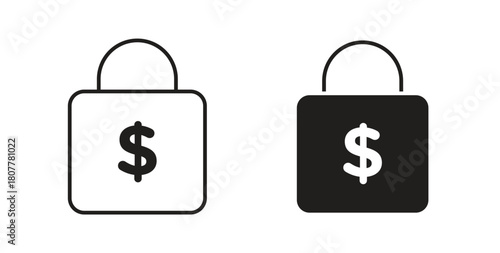 Fixed price icon with line and silhouette versions.