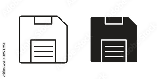 Floppy disk icon with line and silhouette versions.