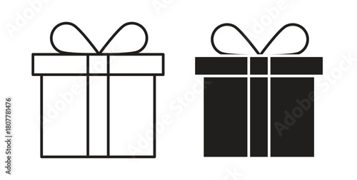 Gifts icon with line and silhouette versions.