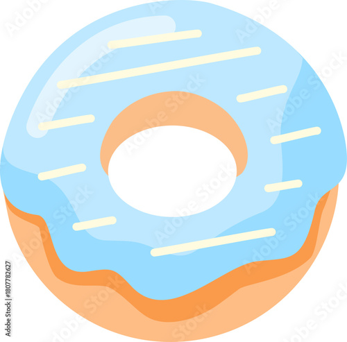 Cute Donut Illustration Colorful Pastel Frosted Doughnut Vector Clipart with Sprinkles and Glaze for Kids, Bakery Designs, Food Icons, and Creative Graphic Elements
