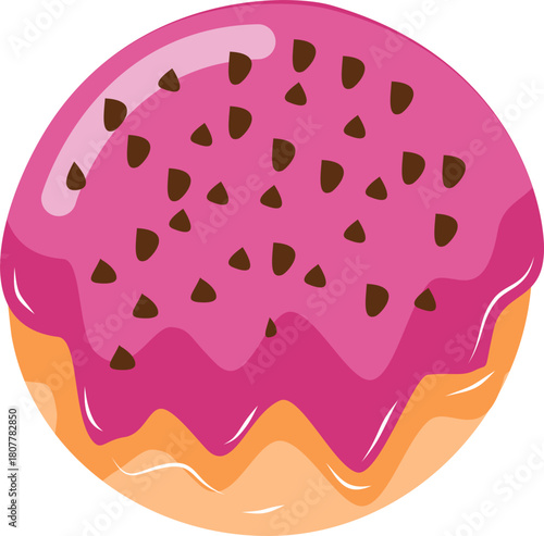 Cute Donut Illustration Colorful Pastel Frosted Doughnut Vector Clipart with Sprinkles and Glaze for Kids, Bakery Designs, Food Icons, and Creative Graphic Elements
