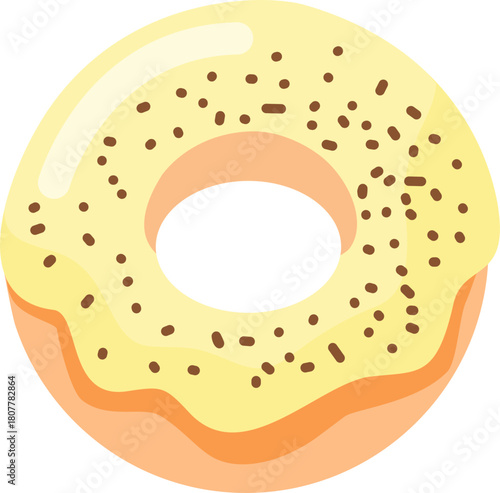 Cute Donut Illustration Colorful Pastel Frosted Doughnut Vector Clipart with Sprinkles and Glaze for Kids, Bakery Designs, Food Icons, and Creative Graphic Elements
