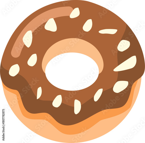 Cute Donut Illustration Colorful Pastel Frosted Doughnut Vector Clipart with Sprinkles and Glaze for Kids, Bakery Designs, Food Icons, and Creative Graphic Elements
