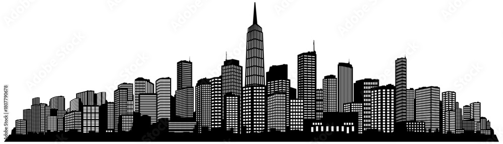Obraz premium black silhouette of city without background