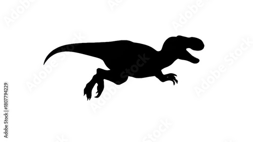 Silhouette of a Prehistoric Predator: A stark, high-contrast silhouette of a powerful dinosaur, frozen mid-stride, showcasing the raw might of a bygone era.