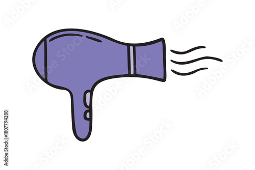 Hairdryer icon, hair dryer or fan doodle hand drawn icon. colorful cartoon line drawing clipart symbol