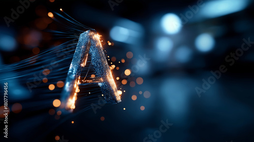 Text comprehension artificial intelligence acronym defocused technology backdrop linguistic processing symbolism machine understanding representation neural computation display